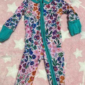 Little Sleepies Floral Kids Pajamas with Teal Trim